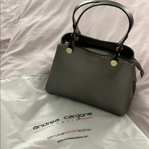 NWOT Andrea Cardone Pewter Italian Leather Satchel